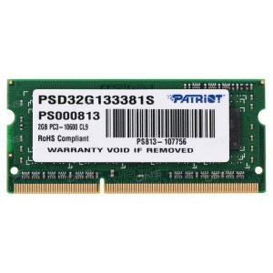 Оперативная память Patriot Signature 2GB DDR3 SO-DIMM PC3-10600 (PSD32G133381S)